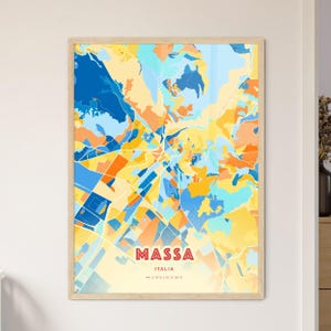Massa Italy Map Print: Vibrant Coastal Streets - Wall Art