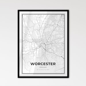 Worcester, Inglaterra: Mapa de la ciudad de estilo escandinavo para una decoración moderna del hogar