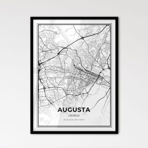 Augusta, Georgia: Mapa de la ciudad de estilo escandinavo para una decoración moderna del hogar