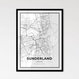 Sunderland England - Stadtplan im skandinavischen Stil für das moderne Wohndekor