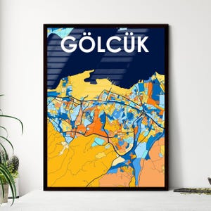 Affiche de carte d'art de Gölcük, Turquie - impression de décoration intérieure vibrante, cadeau unique pour toutes les occasions, parfait accent d'art mural !