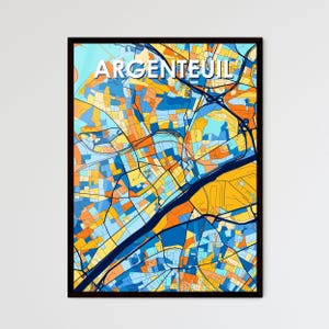 Poster carte artistique d'Argenteuil, France - Décoration murale unique | Cadeau personnalisable pour décoration d'intérieur !