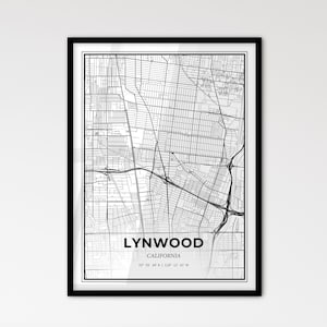 Lynwood California - Plan de la ville de style scandinave pour une décoration intérieure moderne