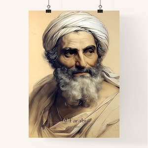 Al-Farabi, 872 - 950, Un cartel de un hombre con barba blanca - Personas que hicieron historia / Personalizable