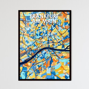 Póster del mapa artístico de Frankfurt am Main: decoración de pared, regalo personalizable perfecto para el hogar o el diseño de interiores.