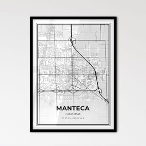 Manteca Kalifornien - Stadtplan im skandinavischen Stil für das moderne Wohndekor
