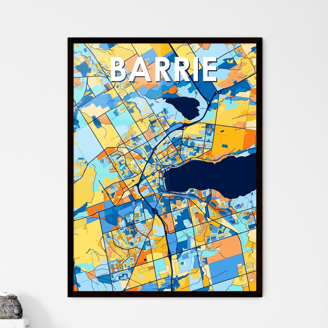 Barrie, Canada Art Map Poster Vibrant, Unique Wall Decor Perfect for