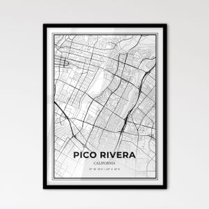 Pico Rivera, California: Mapa de la ciudad de estilo escandinavo para una decoración moderna del hogar