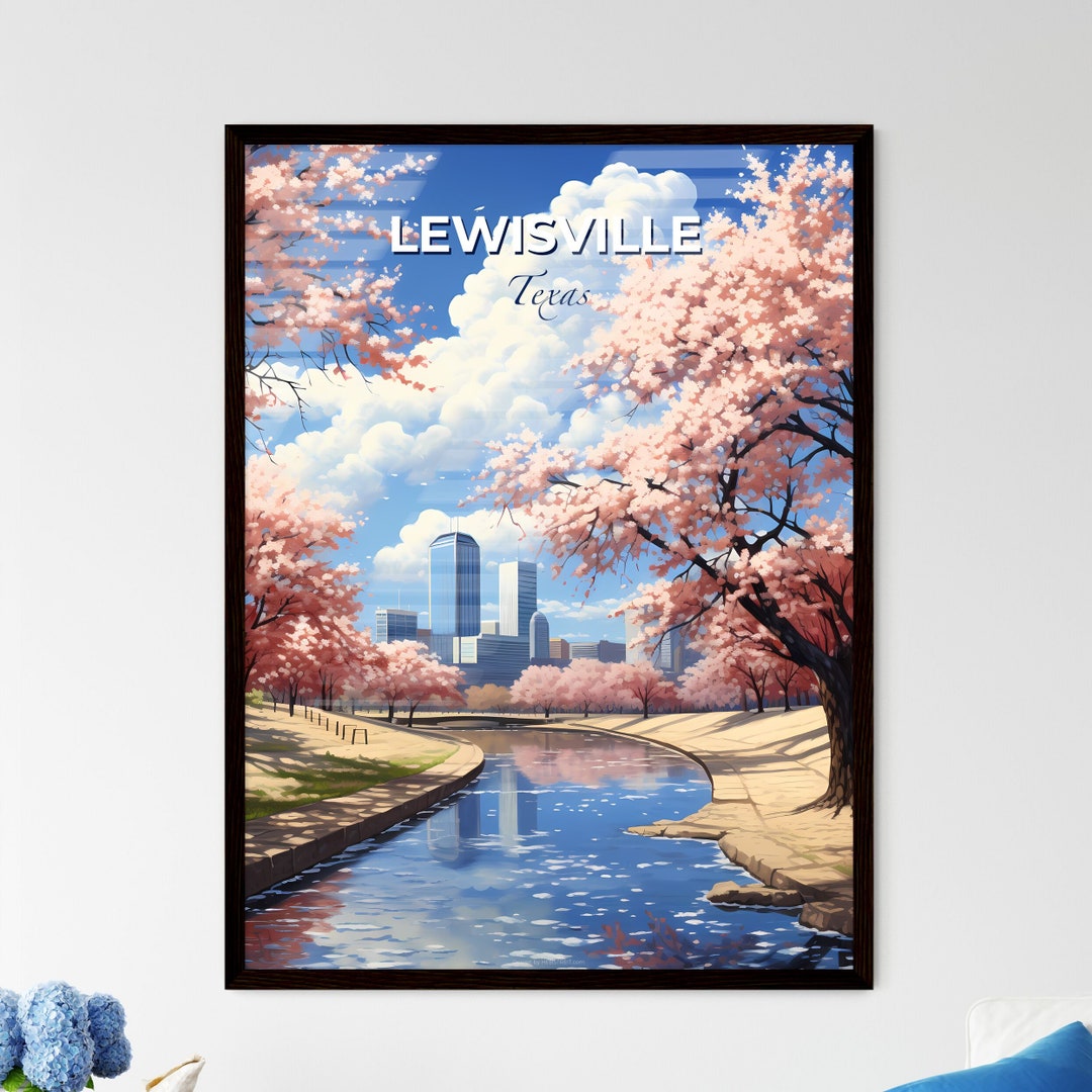 Lewisville, Texas, a River Running Through a Park With Pink Trees ...