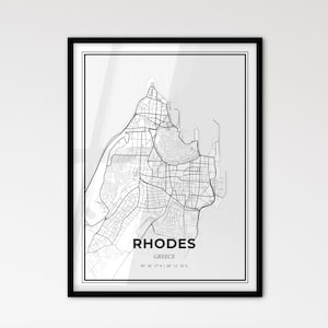 Rhodos Griechenland - Stadtplan im Skandinavischen Stil für das moderne Wohndekor