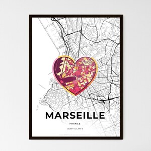 MARSEILLE FRANCE - Carte du lieu où tout a commencé - Choisissez l'un des trois styles proposés - Poster personnalisable, cadeau personnalisé