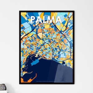 Palma Spanien Kunst Karte Poster - Bunte Wand Dekoration für Einzigartige Geschenke | Stilvolles Interieur