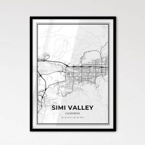Simi Valley, Californië: stadsplattegrond in Scandinavische stijl voor modern interieur