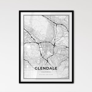 Glendale, California: Mapa de la ciudad de estilo escandinavo para una decoración moderna del hogar