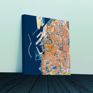 Impression sur toile Livourne Italie – Plan de la ville coloré | Sans cadre ou avec cadre (bois, noir, or)