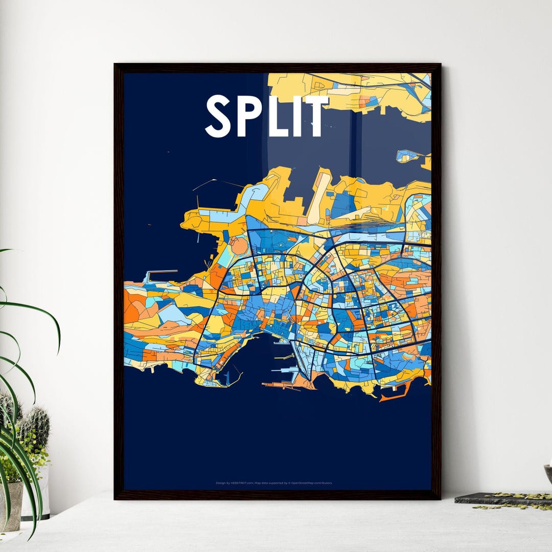Split Croatia, Vibrant Art Map, Personalized Gift, Customizable Wall ...