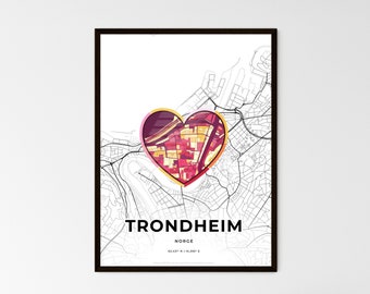 Trondheim Map Choose from 3 Styles  - Find Where it All Began in Norway