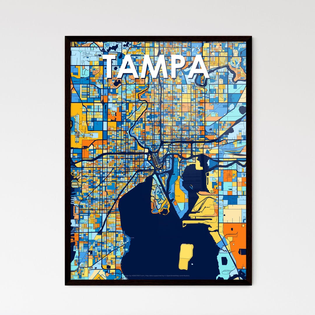 Customizable Tampa Florida Art Map Poster Vibrant Wall Decor, Unique ...
