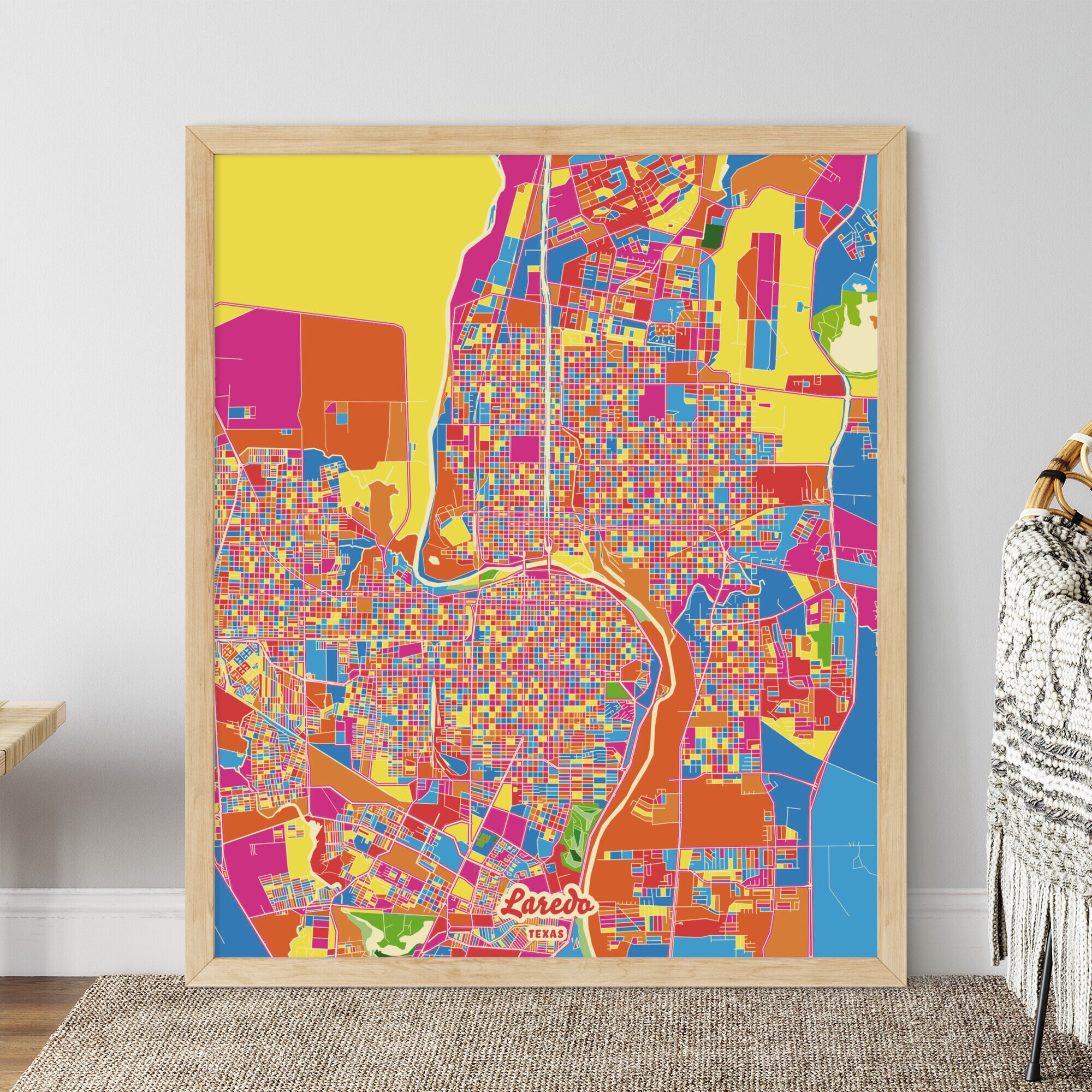 Colorful LAREDO TEXAS Map Print Art Print Laredo U.S.A. Etsy