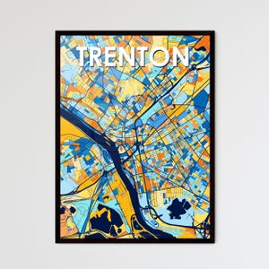Trenton NJ Art, Trenton Map Print, NJ City Poster, Vibrant Wall Map, Colorful Skyline Decor, Customizable Gift for Home