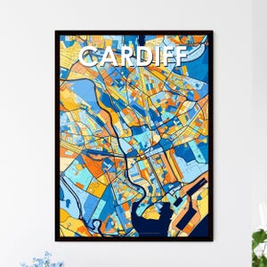 Mappa artistica di Cardiff, Galles - Stampa vivace e colorata, decorazione murale unica / Regalo personalizzabile perfetto per l'arredamento della casa!