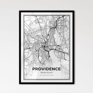Vorsehung Rhode Island - Stadtplan im skandinavischen Stil für das moderne Wohndekor