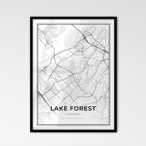 Lake Forest, California: Mapa de la ciudad de estilo escandinavo para una decoración moderna del hogar