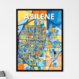 Póster del mapa artístico de Abilene, Texas: decoración de pared vibrante, un regalo único para los amantes del diseño de interiores.
