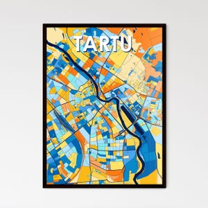 Tartu Estnien Kunst Karte Poster - Lebendige Buntes Dekor für Einzigartige Geschenke | Atemberaubende Innenräume