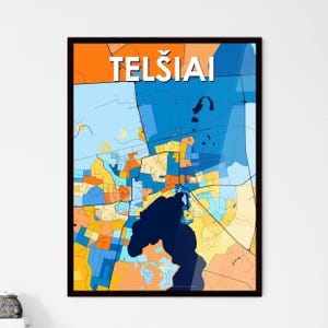 TELŠIAI, LITAUEN Lebendige Kunst Map Poster - Einzigartige Wanddekoration für Zuhause, perfekte personalisierbare Geschenkidee!
