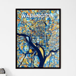 Carte artistique de Washington D.C. - Cadeau unique | Superbe décoration murale pour la maison | Design d'intérieur de bureau