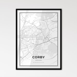 Corby Angleterre - Plan de la ville de style scandinave pour une décoration intérieure moderne