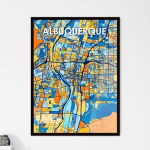 Póster del mapa artístico de Albuquerque: impresión colorida y vibrante para una decoración del hogar única / ¡Regalo personalizable perfecto!
