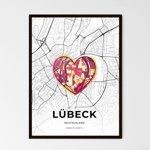 LUBECK ALLEMAGNE - Carte du lieu où tout a commencé - Choisissez l'un des trois styles proposés - Poster personnalisable, cadeau personnalisé