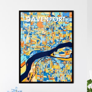 Davenport Iowa Art Map Poster - Lebendiger Wohndekor-Druck, einzigartiges Geschenk für jeden Anlass, perfekt für stilvolle Innenräume!