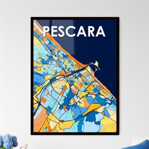 Pôster com o Mapa Artístico de PESCARA, ITÁLIA - Decoração de Parede Vibrante e Colorida para Presentes Exclusivos | Design de Interiores Impressionante