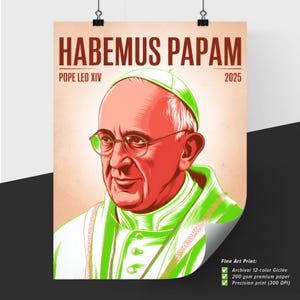 Celebrando il futuro: rappresentazione artistica di Papa Leone XIV nel 2025, con il tema "Habemus Papam".