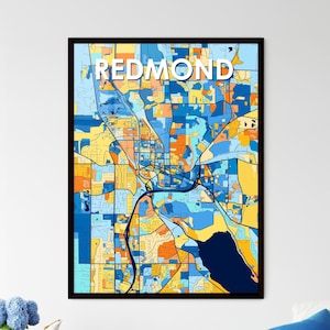 Redmond Washington Art Map Poster - Einzigartige Wanddekoration | Geschenk für Wohnkultur Enthusiasten!