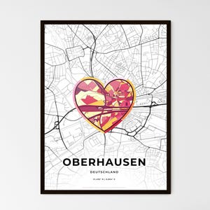 OBERHAUSEN ALEMANIA – Mapa donde todo empezó - Elija uno de los tres estilos - Impresión de póster personalizable, regalo personalizado