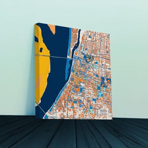 Stampa su tela di Memphis, Tennessee – Mappa colorata della città / Senza cornice o con cornice (legno, nero, oro)