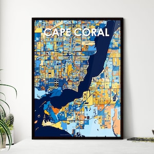 Poster kunstkaart Cape Coral Florida - muurdecoratie, perfect personaliseerbaar cadeau voor thuis of op kantoor!