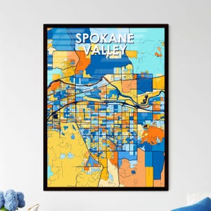 Spokane Valley Art Map Poster - Levendige muurdecoratie | Uniek cadeau voor liefhebbers van interieurdesign!
