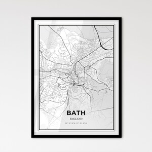 Bath England: stadsplattegrond in Scandinavische stijl voor modern interieur