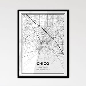 Chico California - Stadtplan im skandinavischen Stil für das moderne Wohndekor