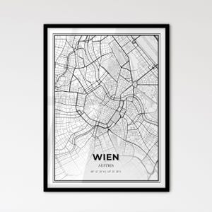 Wien Österreich - Skandinavischer Stadtplan für das moderne Wohndekor - schwarz-weiß Poster