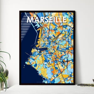Marseille Kunst Karte Poster - Lebendiges Buntes Wand Dekor - Einzigartiges Geschenk für Home Design Enthusiasten!