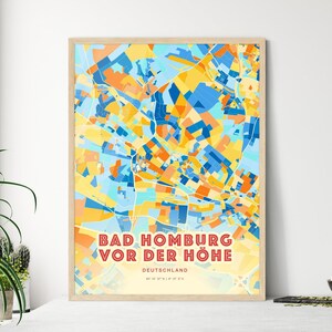 Carte artistique de couleurs côtières de Bad Homburg, Allemagne, Bad Homburg Vor Der Höhe, affiche créative bicolore de ville natale, également en téléchargement numérique