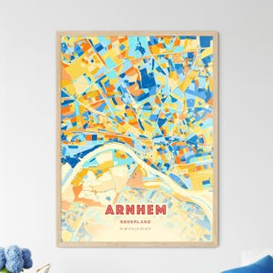 Arnheim Niederlande Küstenfarben Kunstkarte, Arnheim Nederland Stadt Karte - individueller Posterdruck oder digitaler Download