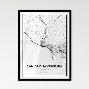 San Buenaventura, Californië: stadsplattegrond in Scandinavische stijl voor modern interieur