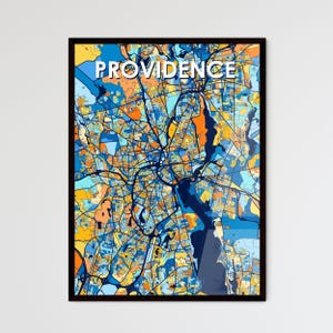 Affiche de carte artistique Providence Rhode Island - décoration murale unique pour la maison, idée cadeau personnalisable parfaite !